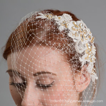 Wedding Birdcage Veil with Ivory Lace Bridal Hair Piece, Wedding Hair Comb, Birdcage Veil with the Jillian Lace Fascinator